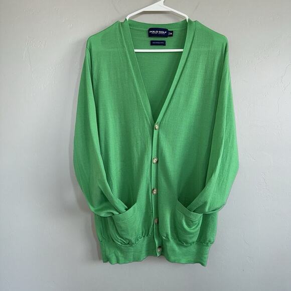Polo Golf Ralph Lauren Merino Wool Cardigan Woman’s Size M Green READ DESCRIPT - Picture 1 of 10